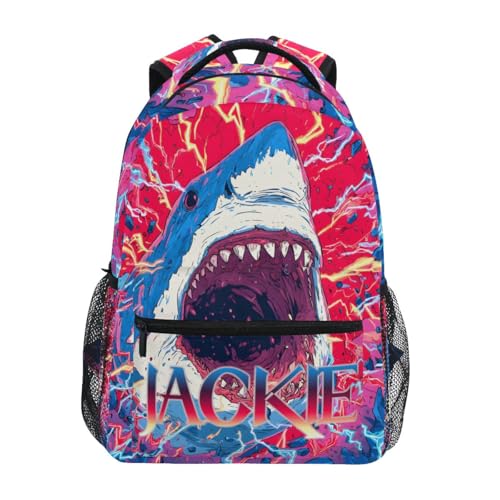 susiyo Custom Name Backpack Personalized School Bookbag Cartoon Shark Lightweight College Back Pack Travel Camping Casual Daypack for Teens Girls Boys Women Men - color: Custom Shark