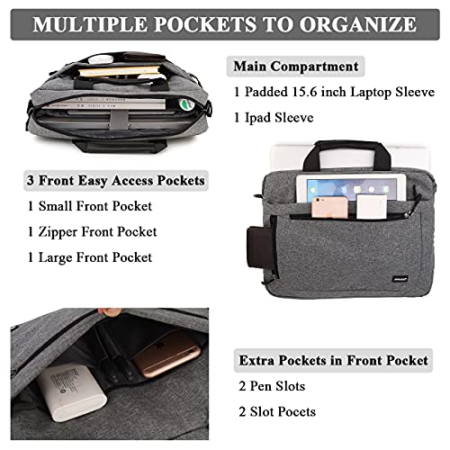 RAVUO Laptop Bag for Men, Water Resistant 15.6inch Laptop Messenger Shoulder Bag Business Satchel Briefcase with Adjustable Shoulder Strap Grey - color: 15.6inch-grey