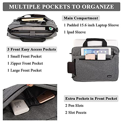RAVUO Laptop Bag for Men, Water Resistant 15.6inch Laptop Messenger Shoulder Bag Business Satchel Briefcase with Adjustable Shoulder Strap Grey - color: 15.6inch-grey