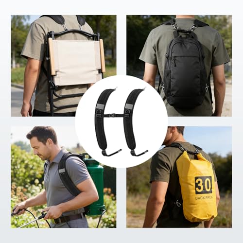 Backpack Straps Replacement, Adjustable Padded Shoulder Straps with 4 Metal Hooks, 4 Noly Strap s & D Hooks, Oxford Cloth Replacement Strap s for Backpack, Dry Bag, Sprayer
