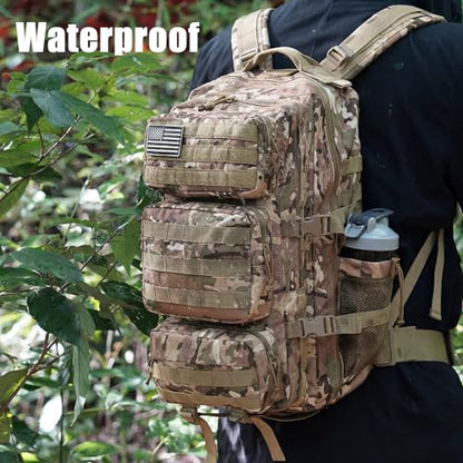 Military Tactical Backpack 25L Day Backpack for Men Molle Army 3 Days Assault Pack Bug Out Bag Water Resistant and Heavy Duty Hiking Treeking Rucksack - Camouflage - color: Camouflage, size: 25L