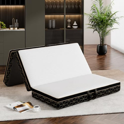 GEMBED Tri-Fold Memory Foam Mattress Twin - 6 Inch Portable Folding Sofa Bed with Handle & Washable Cover, Floor Sofa Bed with Non-Slip Base, Space-Saving for Room, Travel, Guest Bed, RV, 75"x38"x6" - size: Twin Size, style: 6 Inch