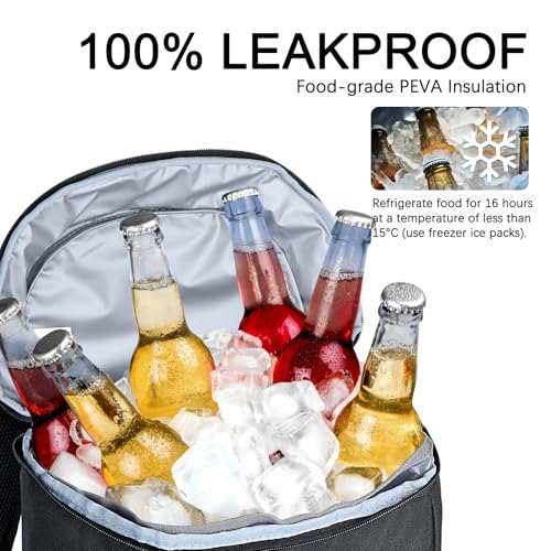 Cooler Backpack Insulated Leak Proof,Small Soft Coolers Bag for Men and Women Camping,Travel,Beach,Hiking,Picnic - color: Black