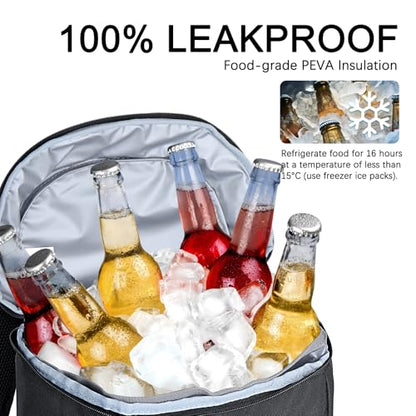 Cooler Backpack Insulated Leak Proof,Small Soft Coolers Bag for Men and Women Camping,Travel,Beach,Hiking,Picnic - color: Black