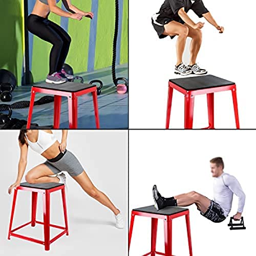 Plyometric Platform Box, Plyometric Box Jump Set For Home Gym Training, Conditioning, Strength Training - color: 30'' Red