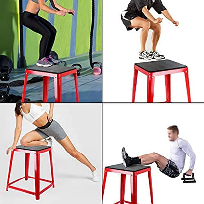 Plyometric Platform Box, Plyometric Box Jump Set For Home Gym Training, Conditioning, Strength Training - color: 18'' Red