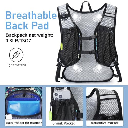 Lightweight Hydration Backpack, Running Backpack with 2L Water Bladder - color: Blue Print2