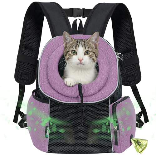 PetAmi Dog Carrier Backpack, Hands Free Front Pet Carrier for Small Cats Puppies, Adjustable Ventilated Reflective Pet Travel Bag for Hiking Camping Biking Walking, Up to 10 lbs, Purple - color: Purple, size: Medium (15.5x9x15.5)