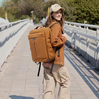 Timeet Travel Backpack for Women Men, 32L 4 In 1 Carry on Luggage Backpack, TSA Friendly Flight Approved 17 Inch Laptop Backpack, Waterproof Travel Bag for Work School Camping Hiking, Warm Brown - color: Warm Brown