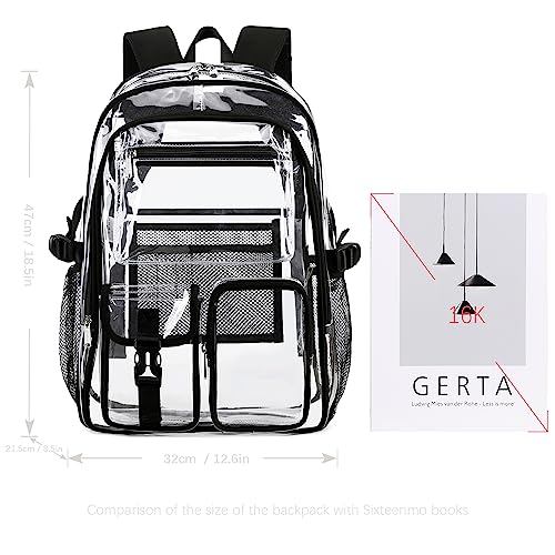 abshoo Large Clear Backpack For Girls Women School Bookbag Heavy Duty Transparent Backpack (Black) - color: Black
