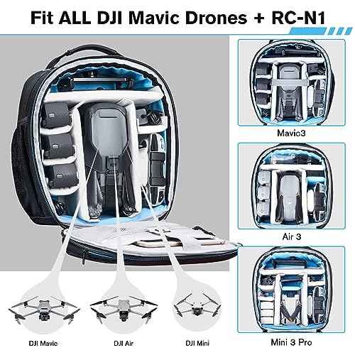 Lykus M1 Travel Backpack Case for Mini 4 Pro/3 Pro/4K,DJI Air 3S,Mavic 3 Classic,with RC-N1/RC-N2 Remote Controller