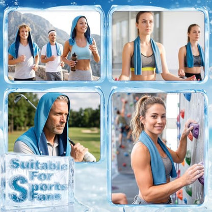 Honoson 20 Pcs12x25 Inch Cooling Hoodie Towel Bulk for Neck and Face 40x12 Inch Quick Dry Sweat Towels Instant Ice Cold Towel for Hot Weather Run Yoga Gym(Light Blue) - color: Light Blue