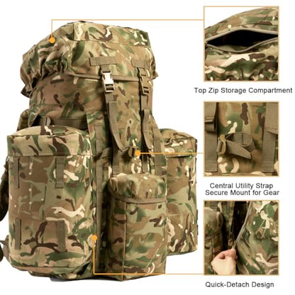 MT PLCE Tactical Backpack with Internal Frame, Military Rucksack for Outdoor, Hiking, Survival - color: Mtp