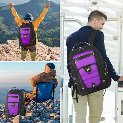 Z-MGKISS 52L Extra Large Travel Backpack for Men&Women, Fit 17.3" Laptops - color: Purple, size: 17.3 Inch (20''x15''x10'')