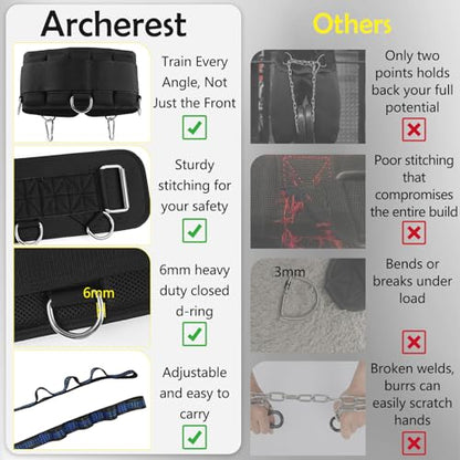 5 D-Rings Weightlifting Belt & Dip Belt with Adjustable 8- Loop 30.7" Nylon Strap, Weighted Gym Belts for Pull Up, Dips,Squat, Powerlifting & Deadlift, Weight Lifting Belt with Structured Back Support