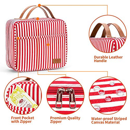 Bosidu Hanging Travel Toiletry Bag,Large Capacity Cosmetic Travel Toiletry Organizer for Women with 4 Compartments & 1 Sturdy Hook,Perfect for Travel/Daily Use/Christmas - color: M-Red