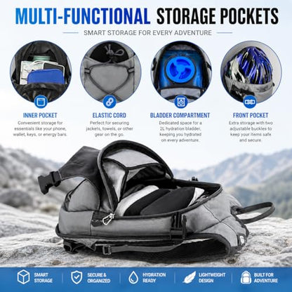 Zavothy Hydration Backpack with 2L Hydration Bladder Water Backpack for Hiking Hydration Pack for Running Cycling Hiking - color: New Gray