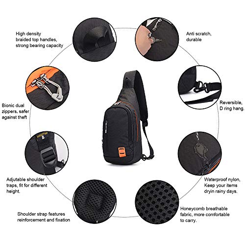 Peicees Small Sling Backpack Waterproof Unisex Shoulder Bag Chest Crossbody Daypack - color: 2_blue, size: Large