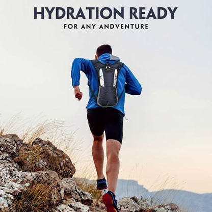 Sadnyy 2 Pcs Hydration Backpack Hiking Water Backpack for 2l Waterbag(Waterbag Not Included), Reflective Lightweight Cycling Daypack with Helmet Net Bag for Biking, Running, Skiing - color: Dark Blue, Black