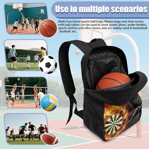 Boxing Dart Lightning Karate Baseball Sport Backpack Shoe Compartment Equipment Bags Gym Teenager Inner Pocket School Ball (Dart Fire design) - color: Dart Fire Design