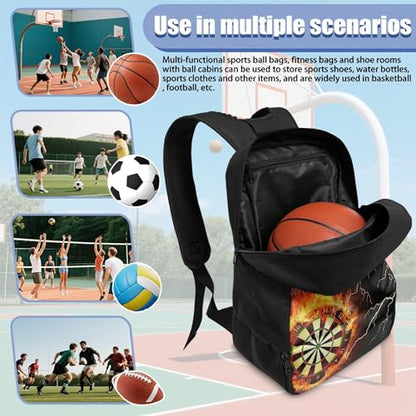 Boxing Dart Lightning Karate Baseball Sport Backpack Shoe Compartment Equipment Bags Gym Teenager Inner Pocket School Ball (Dart Fire design) - color: Dart Fire Design