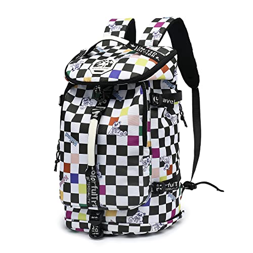 Kalesi Gym Duffle Bag Backpack 4-Way Waterproof with Shoes Compartment for travel Sport Hiking laptop (Checkerboard) - color: Checkerboard