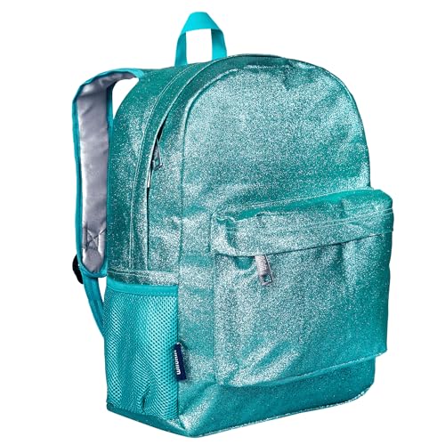 Wildkin Kids 16 Inch Elementary School Backpack for Girls – Durable Padded Bag with Adjustable Straps for School, Travel & Everyday Use, Multiple Pockets, Ages 6–13 – Blue Glitter - color: Blue Glitter
