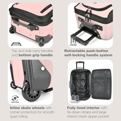 U.S. Traveler Rio Lightweight Softside Rolling Carry-on Suitcase, 2-Wheel Single, Pink - color: Pink, size: 21"