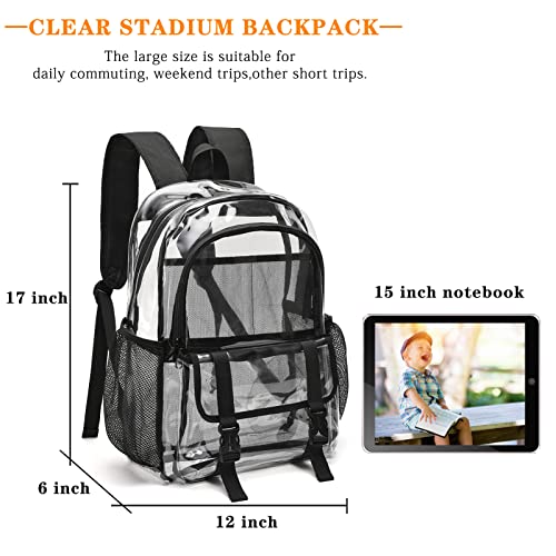 Clear Backpack, Large Clear Bag Stadium Heavy Duty PVC Transparent See Through Backpacks for Boys Girls, College, Work, Yellow - color: Yellow