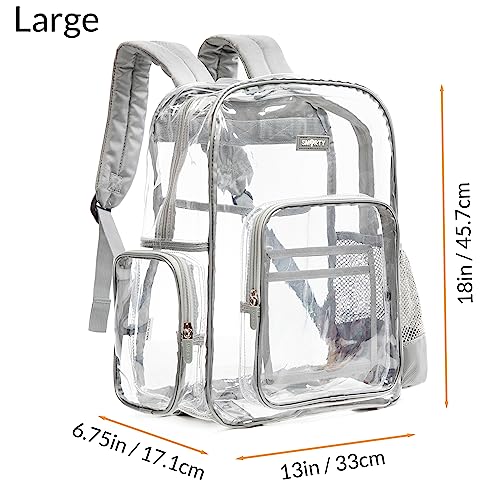J.CARP Clear Bag Heavy Duty Backpack Durable Transparent See Through Bag - color: Large, Grey