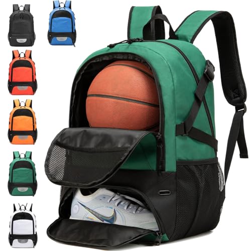 Basketball Bag Backpack, Large Capacity Sports Equipment Bags for Basketball, Soccer, and Volleyball. - color: green