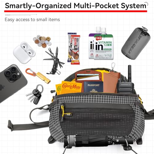 HIKEMAN Strap Pack Pouches for Backpack, Lightweight Phone Pocket, Large Capacity and Waterproof Fanny Pack Multi-functional Outdoor Bag for Hiking, Running, Travel, Cycling (Grey) - color: Grey