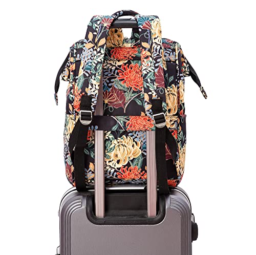 Kinmac Wide Open Style Laptop Backpack for Laptop Up to 15.6 Inch Men Women Travel Outdoor Backpack (Golden Chrysanthemum) - color: Golden Chrysanthemum（open Wide）