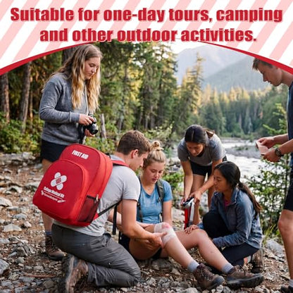 Tallew First Aid Bag Empty College Emergency Backpack Medical Kit Bag Waterproof Polyester First Responder Backpack for College Travel Trips, Camping, Dorm Use