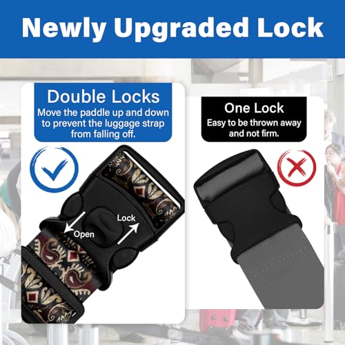 2 Pack Luggage Straps for Suitcases, Adjustable Travel Belt with Double Lock and Quick Release Buckle, Heavy Duty Nylon Bag Packing Strap, Unique Identifiers Business Travel Accessories-Dark Totem - color: 24020 Dark Totem
