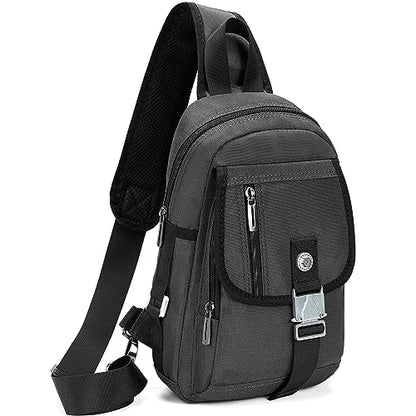 NICGID Sling Bag Chest Shoulder Backpack Crossbody Bags for Tablet Laptop Outdoor Hiking Men Women - color: Grey-016