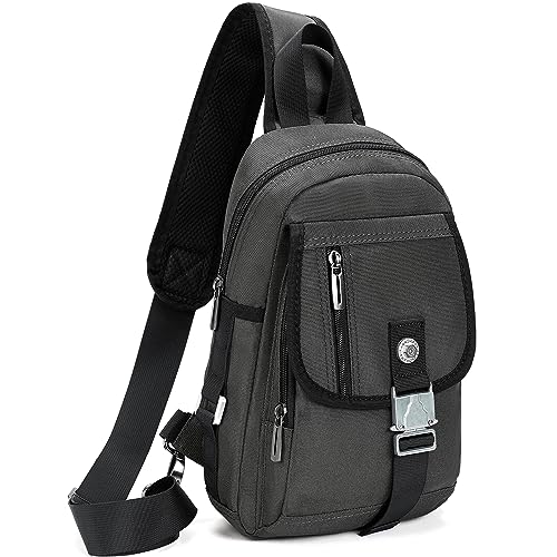 NICGID Sling Bag Chest Shoulder Backpack Crossbody Bags for Tablet Laptop Outdoor Hiking Men Women - color: Grey-016
