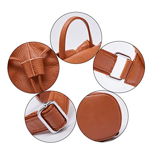 BOYATU Women’s Full-Grain Leather Backpack Purse, Minimal Structured Design, Work Commuter & City Travel, Compact Everyday Essentials, Fashion RFID Pocket Bag ((Brown) - color: Brown