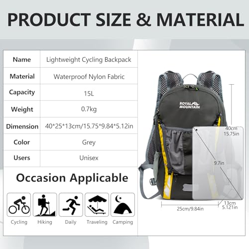 Bike Backpack With Rain-Cover, Mountain Biking Backpacks, Lightweight Packable Daypack Waterproof For Travel, Small Backpack For Bicycle Riding,Hiking,Camping (Grey) - color: Grey