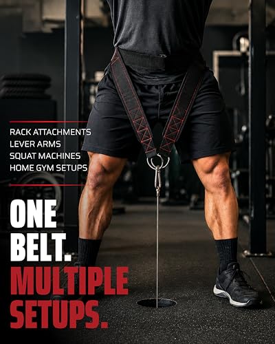 THEFITGUY Ultimate Belt for Belt Squats, Rack Attachment and Squat Machine, Structured Back Support, Stays Low During Down Movement, Padded Hip & Thigh Area, Buckle Strap - No Sliding Down, Heavy Duty