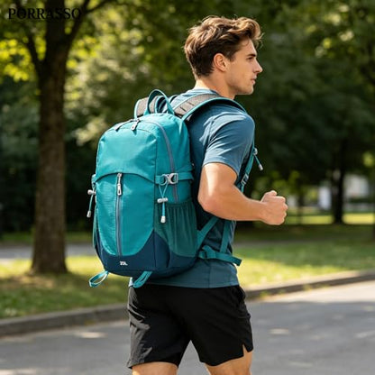 25L Hiking Backpack with Hydration Compartment Water Resistant Outdoor Daypack with Rain Cover Breathable Back System for Outdoor Travel Camping Daily Use Blue - color: Blue