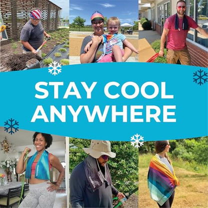 SHAKEitCOOL Extended Size Cooling Towel – Be Cool in Style - Heat Relief, Soft, Lightweight, Sun Protection, Easy Clean - Perfect for Biking, Hiking, Running, Yoga, Golf, Gardening - Swim Bubble M - color: Swim Bubble