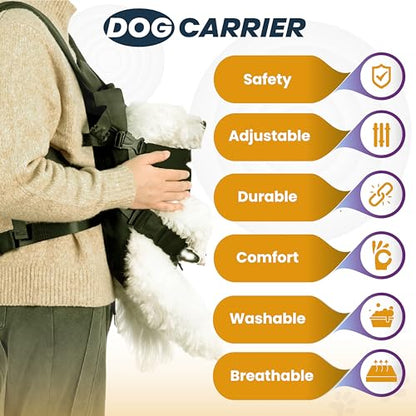 MAYASUR Pet Front Dog Carrier Backpacks, Adjustable Dog Backpack Carrier, Legs Out Easy-fit Dog Chest Carrier for Small to X Large Dogs, Dog Front Carrier for Hiking, Cycling (Army Green, Large)