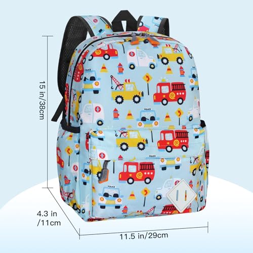 Kids Backpack for Girls Boys - 15 Inch Cute Cars Little Kids Backpack Waterresistant Toddler Preschool Kindergarten School Bag for Aged 3-8, Light Blue - color: Light Blue