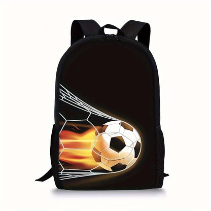 3PCS Soccer Backpack Set, 16" Lightweight Football Daypack, Soccer Ball Print Casual Laptop Backpack for Travel Camping Work (style-3) - color: Style-3
