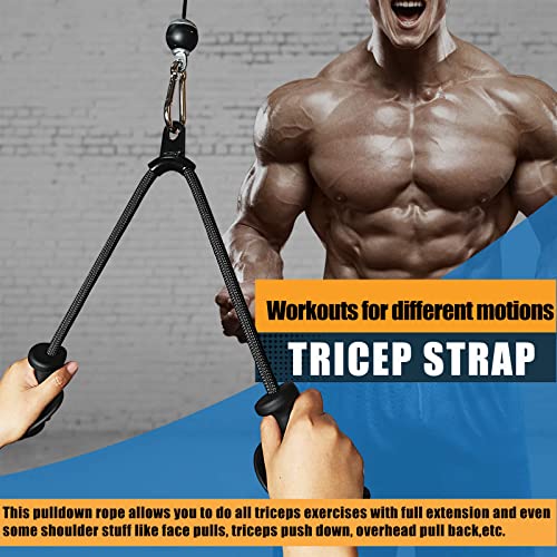 BLUSLM Ergonomic Tricep Rope Pulldown Attachments, Upgraded 27 32 40 & 47 Inch Extra Long Triceps Rope Cable Attachments for Gym, LAT Pull Down Bar for Cable Machine, Tricep Workout Cable Attachments - color: HAND ROPE-02