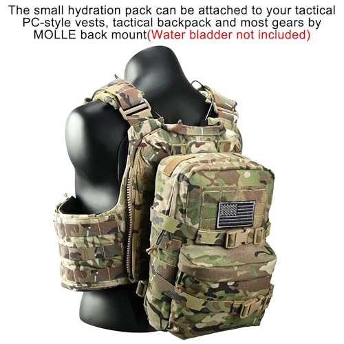 Tactical Mini Molle Hydration Pack,Molle Hydration Carrier with US Flag Water Resistant,Hydropack for Tactical Vest Backpack - style: Cp