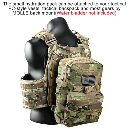 Tactical Mini Molle Hydration Pack,Molle Hydration Carrier with US Flag Water Resistant,Hydropack for Tactical Vest Backpack - style: Cp