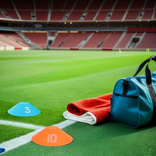 10pcs Numbered Flat Disc Markers for Football Soccer Agility Training, Sports Floor Spots Cones Set for Basketball Practice and Field Drills