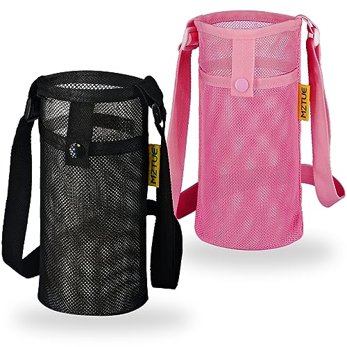 Water Bottle Holder with Strap, Premium Water Bottle Carrier with Strap Easy Clean, Light Water Bottle Carrier Bag, Water Bottle Holder with Pocket for Hiking, Walking, Travel - color: pink & black